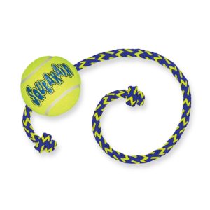 Kong Squeakair Tennis with Rope Κίτρινο Medium Παιχνίδι Σκύλου