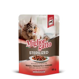 Φακελάκι Υγρή Τροφή Για Στειρωμένες Γάτες Βοδινό, Προσούτο & Λαχανικά 85gr