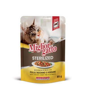 Φακελάκι Υγρή Τροφή Για Στειρωμένες Γάτες Με Κοτόπουλο, Γαλοπούλα & Λαχανικά 85gr