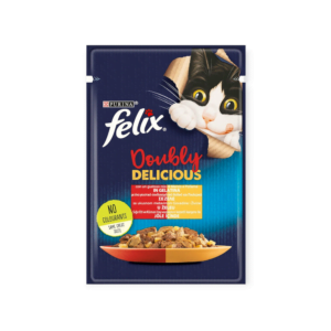Υγρή Τροφή Γάτας Felix Doubly Delicious Με Βοδινό & Πουλερικά Σε Ζελέ 85gr