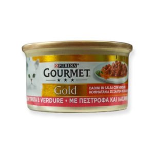 Gourmet Gold Υγρή Τροφή Γάτας Κομματάκια Σε Σάλτσα Με Πέστροφα & Λαχανικά 85gr