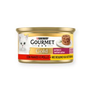 Gourmet Gold Υγρή Τροφή Γάτας Ταρτάρ Με Βοδινό & Κοτόπουλο 85gr