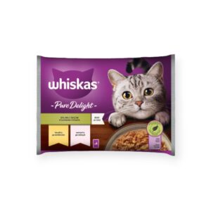 Whiskas Multipack Pure Delight Υγρή Τροφή Γάτας Σε Ζελέ Με Σολομό & Κοτόπουλο 4x85gr