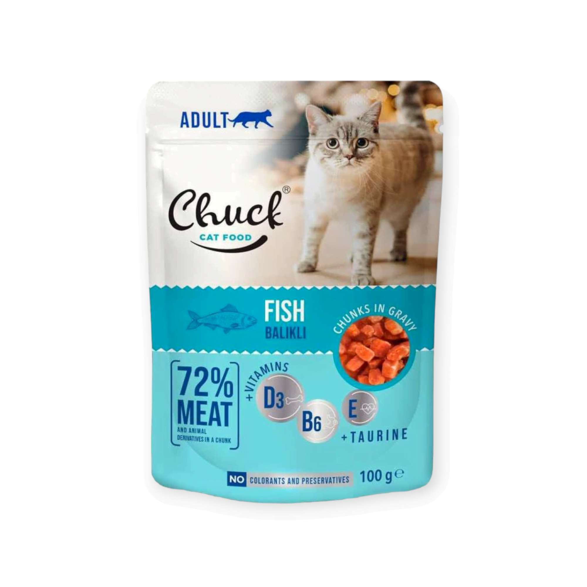 Chuck Cat Υγρή Τροφή Για Γάτες Με Ψάρι 100gr