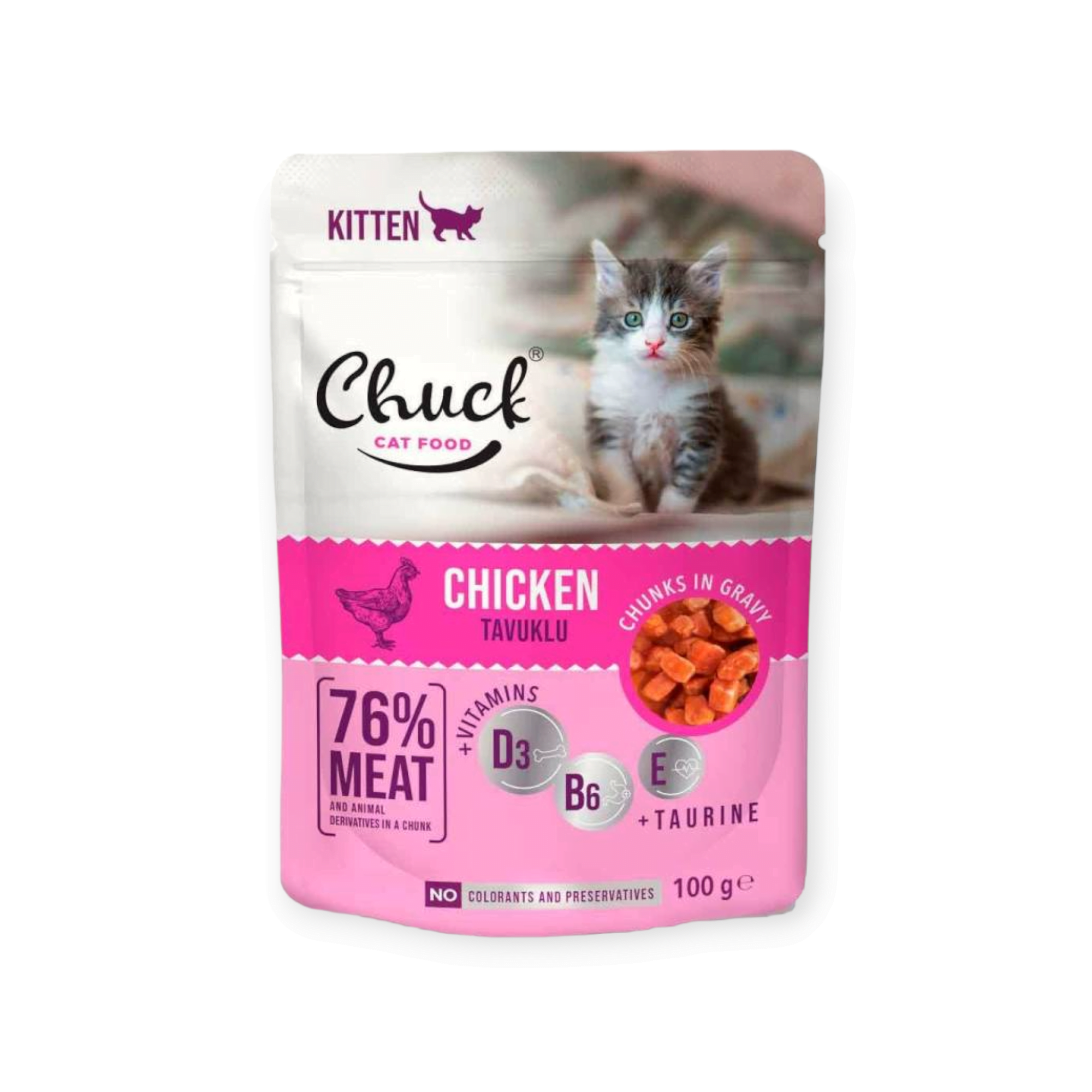 Chuck Kitten Υγρή Τροφή Με Κοτόπουλο 100gr