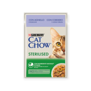 Cat Chow Υγρή Τροφή Για Στειρωμένες Γάτες Με Αρνί & Πράσινα Φασόλια Σε Σάλτσα 85gr