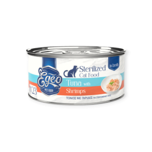 Yγρή Τροφή Για Στειρωμένες Γάτες Egeo Φιλέτο Τόνου Με Γαρίδες Σε Ζωμό 70gr